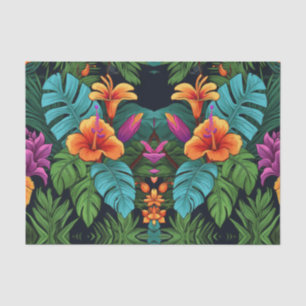 Serene Blue Tropical Flowers Decoupage Paper