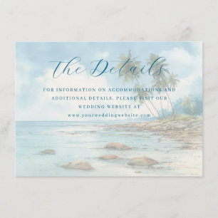 Serene Blue Watercolor Beach Scene Enclosure Card