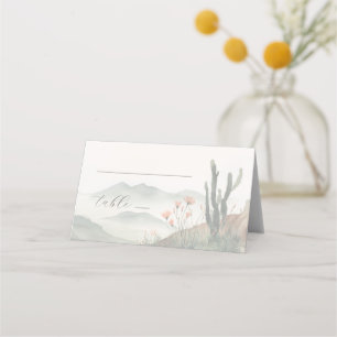Serene Blue Watercolor Desert Landscape Place Card
