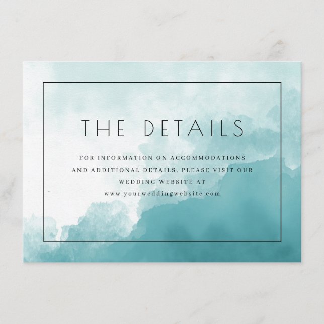 Serene Blue Watercolor Details Enclosure Card (Front)