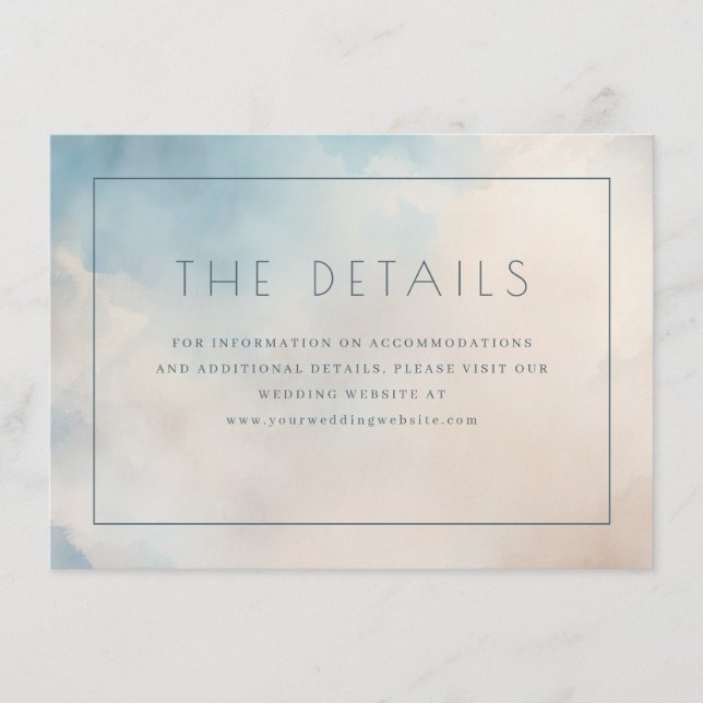 Serene Blue Watercolor Details Enclosure Card (Front)
