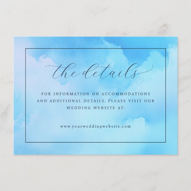 Serene Blue Watercolor Details Enclosure Card (Front)