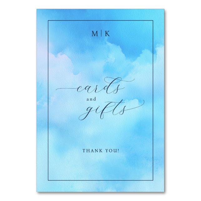 Serene Blue Watercolor Gratitude Card (Front)