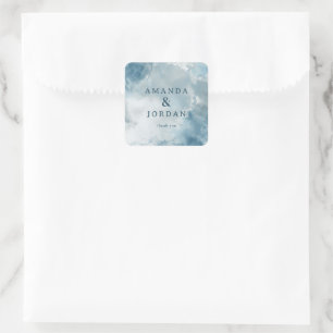 Serene Blue Watercolor Gratitude Square Sticker