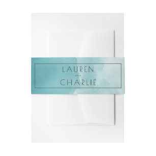 Serene Blue Watercolor Invitation Belly Band