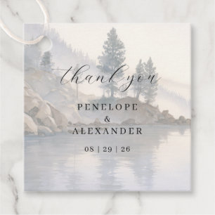 Serene Blue Watercolor Landscape Favour Tags