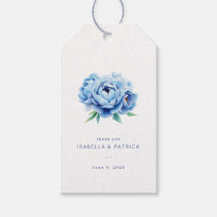 Serene Blue Watercolor Peony Gift Tags