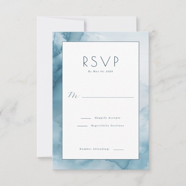 Serene Blue Watercolor RSVP Card (Front)