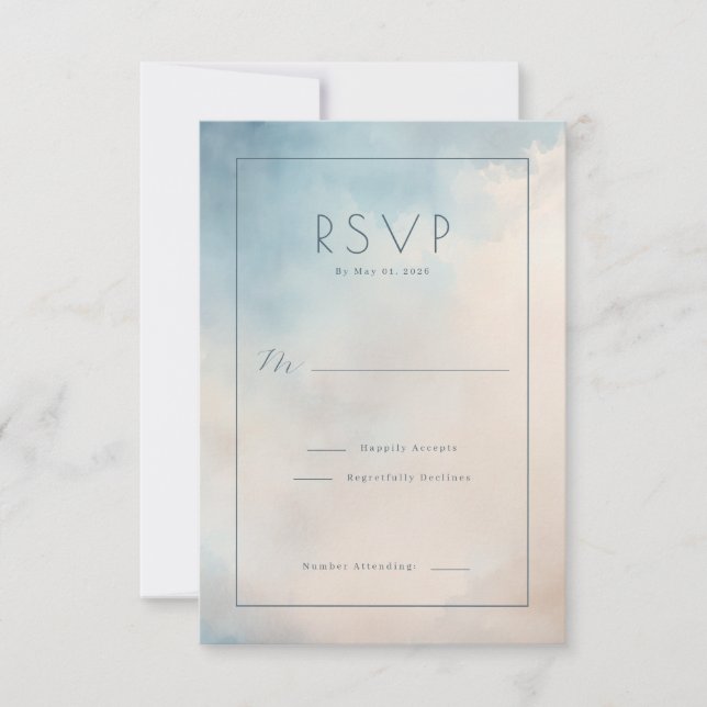 Serene Blue Watercolor RSVP Card (Front)