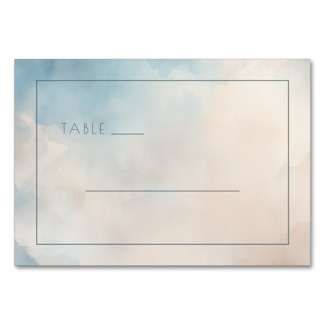 Serene Blue Watercolor Table Sign Number (Front)