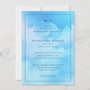 Serene Blue Watercolor Wedding Invitation
