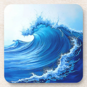 Serene Blue Wave Splashes Coaster