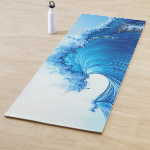 Serene Blue Wave Splashes Yoga Mat