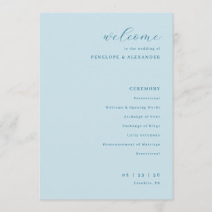 Serene Blue Wedding Ceremony Schedule Programme