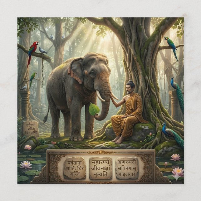 Serene Buddha and Elephant in Sacred Forest Art Programme (Front)