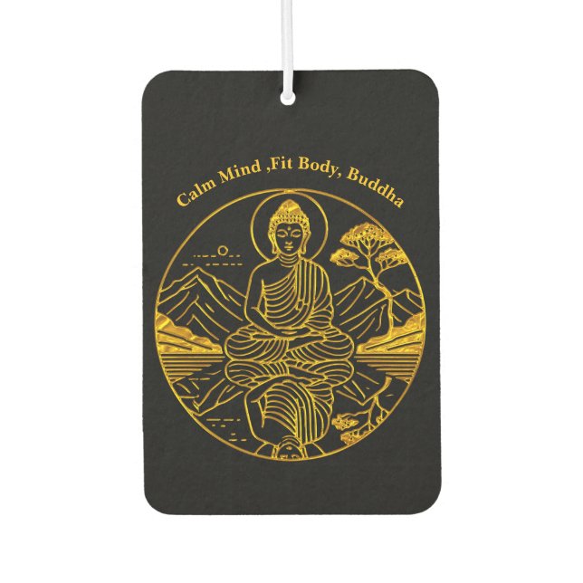 Serene Buddha Figure Reflecting on Tranquil Waters Car Air Freshener (Front)