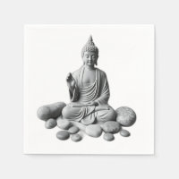 Serene Buddha with Stones and Plants
