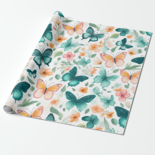 Serene Butterfly and Blossom Wrapping Paper