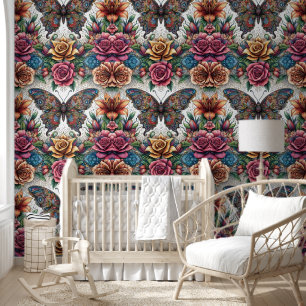 Serene Butterfly & Floral Wonderland Wallpaper