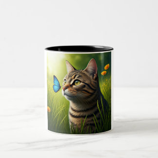 Serene Cat and Butterfly Mug - A Touch of Nature
