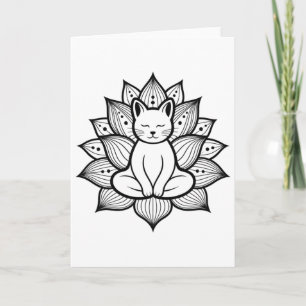 Serene Cat Lotus Flower Yoga Meditation Enthusiast Card