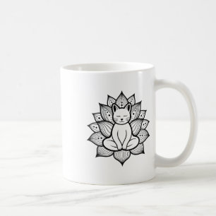 Serene Cat Lotus Flower Yoga Meditation Enthusiast Coffee Mug
