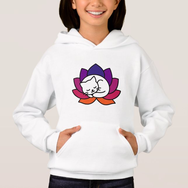 Serene Cat Lotus Illustration (Front)