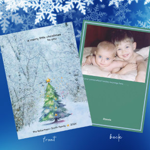 Serene Christmas Tree Photo Personalised Holiday Card