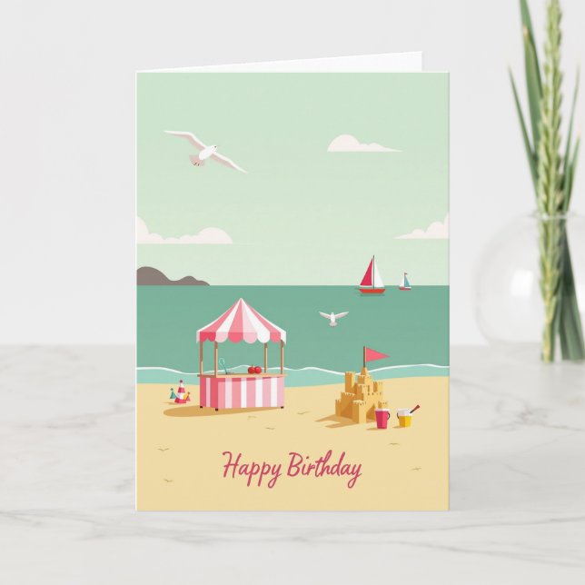 Serene Coastal Birthday Card (Front)
