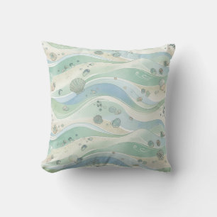 Serene Coastal Blend Seamless Pattern Cushion