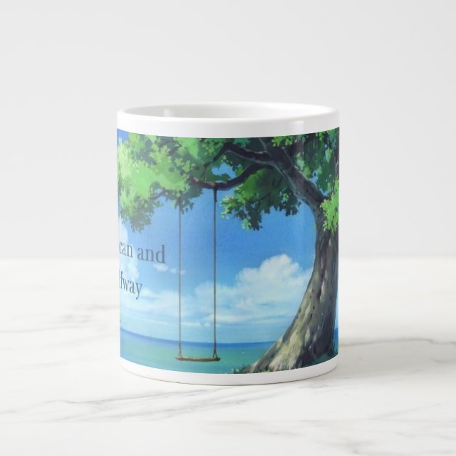 Serene Coastal Swing' Landscape Jumbo Mug (Front)