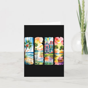 Serene coastal watercolor art beach scenes card