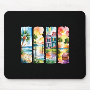 Serene coastal watercolor art beach scenes mouse pad