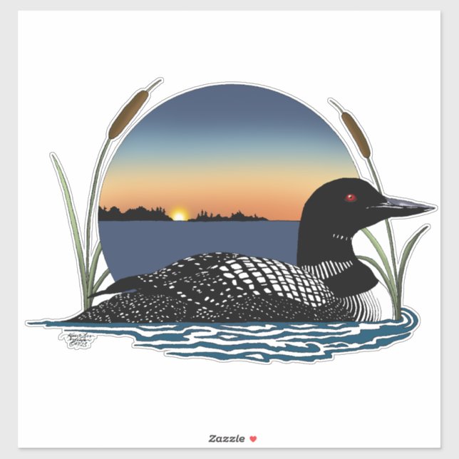 Serene Common Loon Sunset Blue Wildlife Lake (Sheet)