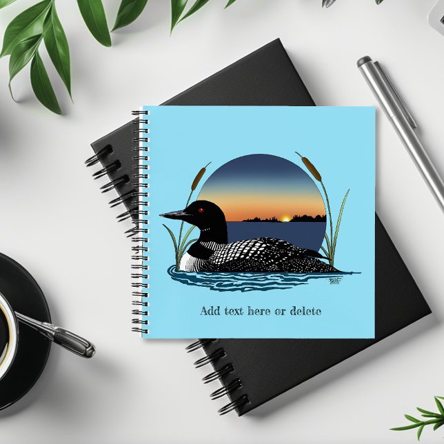 Serene Common Loon Sunset Blue Wildlife Lake Notebook (Creator Uploaded)