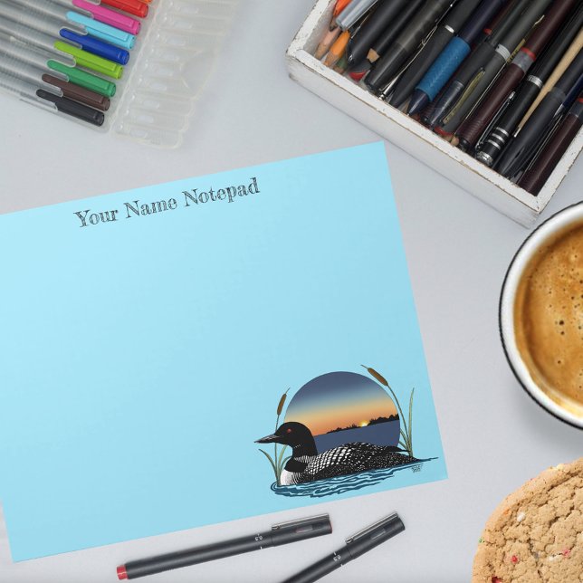 Serene Common Loon Sunset Blue Wildlife Lake Notepad (Creator Uploaded)