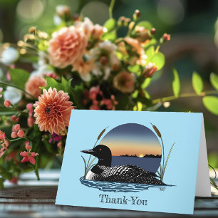 Serene Common Loon Sunset Blue Wildlife Lake Thank You Card