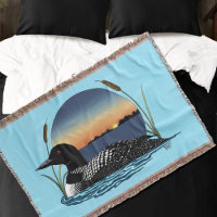 Serene Common Loon Sunset Blue Wildlife Lake