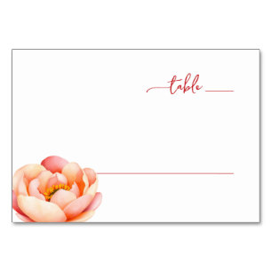Serene Coral Watercolor Flower Table Number