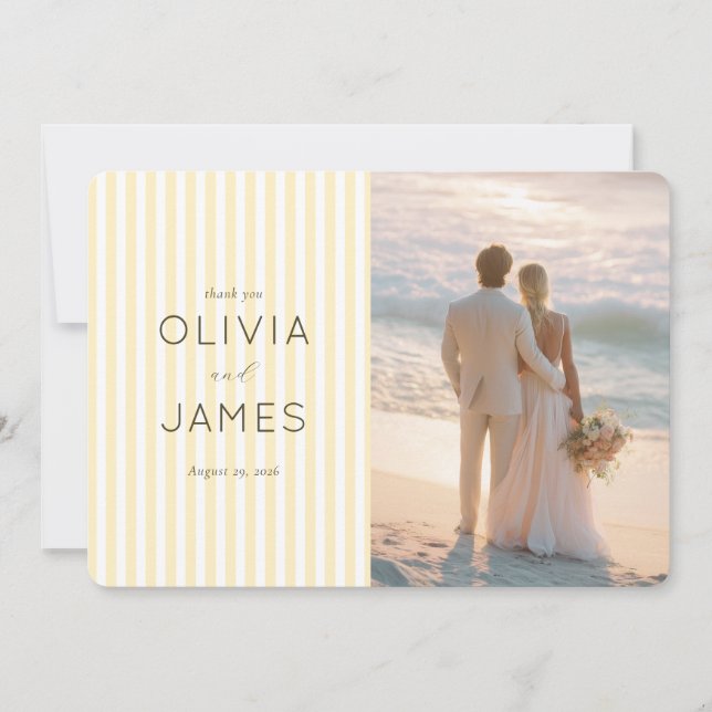 Serene Cream Beach Waves Thank You Card (Front)