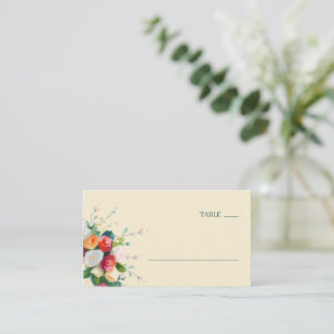 Serene Cream Floral Watercolor Place Card