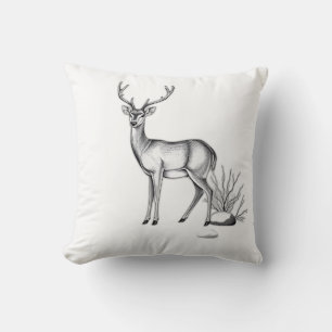 Serene Deer with Stones and Shrubs Cushion