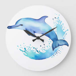 Serene Dolphins – Gliding Through the Waves in Har Large Clock