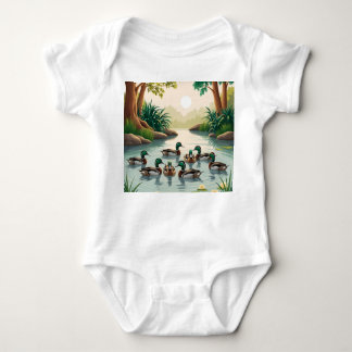 Serene Duck Pond Scene – Nature's Tranquillity Baby Bodysuit