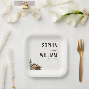 Serene Earthy Cabin Illustration Paper Plate