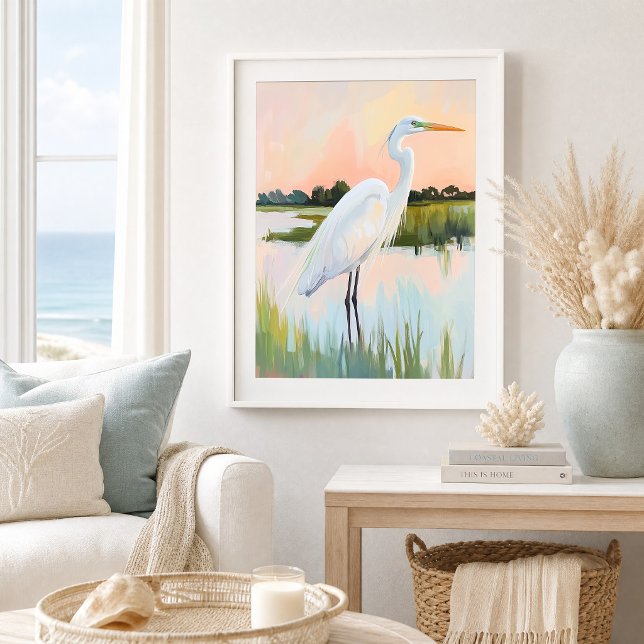 Serene Egret Wetland Art Print (Creator Uploaded)