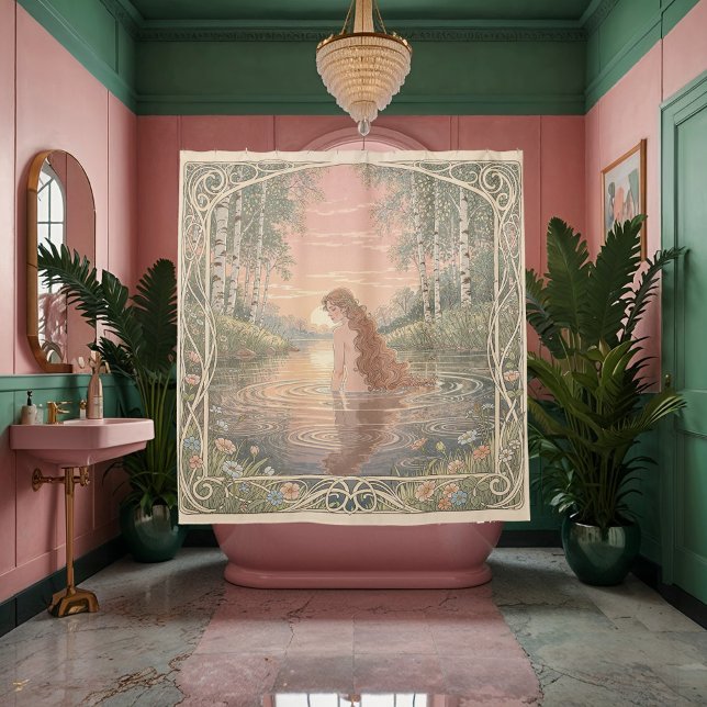 Serene Elegance Nouveau Bathing Shower Curtain (Creator Uploaded)