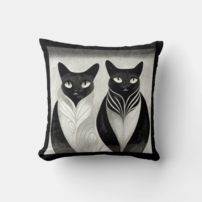 serene elegant cat brothers throw pillow (Front)