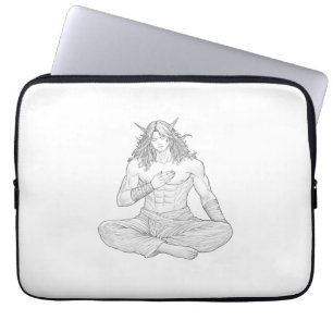 Serene Elf Warrior Fantasy Anime Character Art Laptop Sleeve