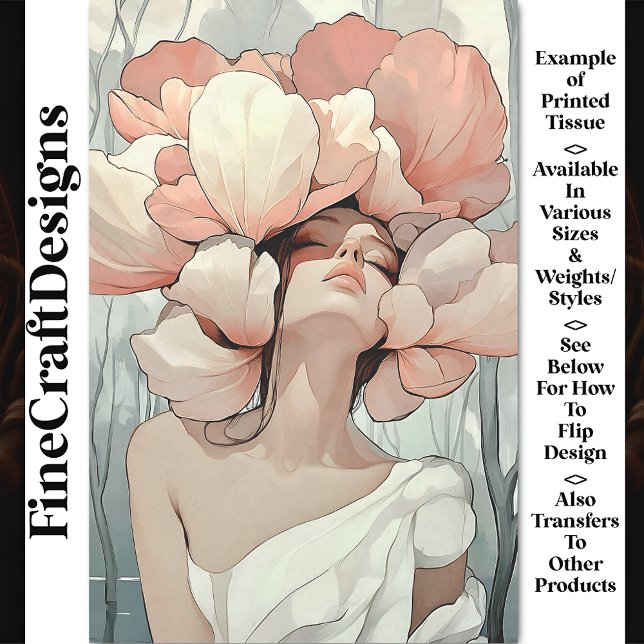 Serene Ethereal Woman Coral, Cream CC1 Decoupage Tissue Paper (Creator Uploaded)